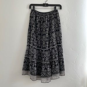 Joie Black Printed Elastic Waist Silk Skirt S